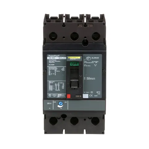 Schneider Electric JGL36200 Circuit breaker, 200A, 3 pole, 600VAC, 18kA, lugs, thermal magnetic, 80% — Quadri elettrici e alimentazione