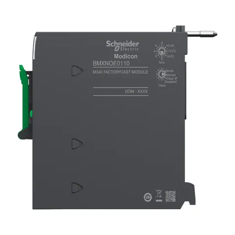 Schneider Electric BMXNOE0110 Ethernet TCP/IP network module, Modicon M340 automation platform, flash memory card, internal RAM 16 Mb, 1 x RJ45 10/100 — Sistemi PLC e hardware