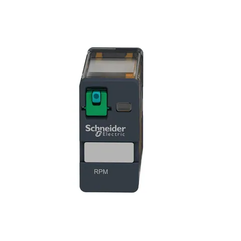 Schneider Electric RPM11BD plug-in relay, Harmony electromechanical relays, 15A, 1CO, lockable test button, 24V DC — Contactores y relés