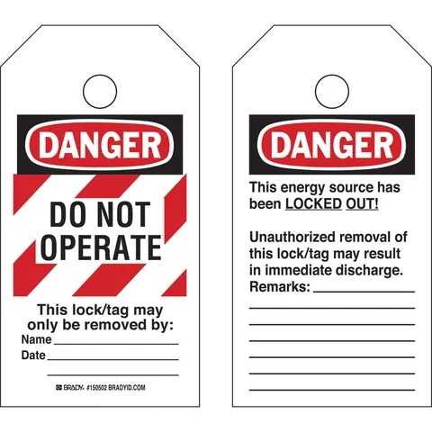 Brady Corporation 150502 RipTag™ Safety Tag Roll Do Not Operate, 3" W x 5.75" H, Black/Red/White, 250/RL Diagonal Stripes — General Accessories