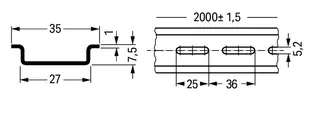 Wago 210-504 Steel carrier rail; 35 x 7.5 mm; 1 mm thick; 2 m long; slotted; galvanized; according to EN 60715; silver-colored — Accessori generali