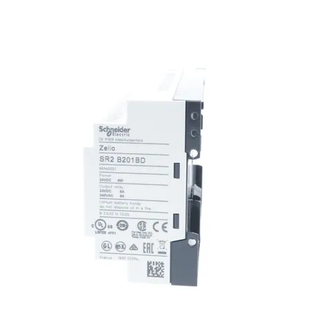 Schneider Electric SR2B201BD compact smart relay, Zelio Logic SR2 SR3, 20 IO, 24V DC, clock, display, 8 relay outputs — PLCs