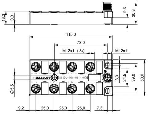 Balluff BNI00J0 Standard IO-Link sensor/actuator hubs (Black Line) — General Accessories
