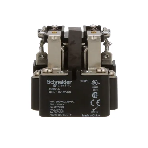 Schneider Electric 199BX-14 Power relay, SE Relays, DPDT, 40A, 120 VDC, magnetic blowout, open type — Accessori generali