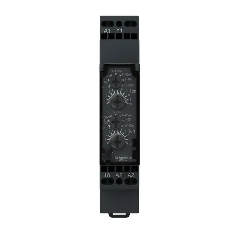 Schneider Electric RE17LLBMS Modular Timing Relay, 0.7A, 1s..100h, Asymmetrical Flashing, Solid State Output, Spring Terminals, 24...240V AC