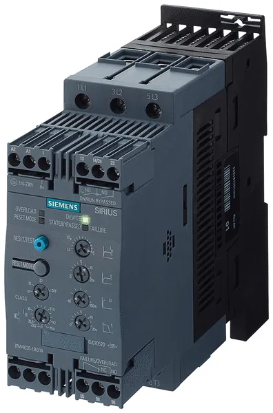 Siemens 3RW4037-1BB04 SOFTSTART, 58A, 15/20/40HP, 24V, SCRW — Soft Starters