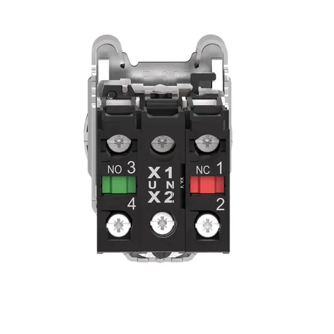 Schneider Electric XB4FW35B5 Illuminated Pushbutton, Harmony XB4, Metal, Orange Flush Mounted, 30mm, Universal LED, Plain Lens, 1NO + 1NC, 24V AC/DC — Interruttori e apparecchiature modulari
