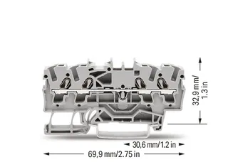 Wago 2002-1401 TOPJOB®S feedthrough terminal block; rail mount; 4-conductor; 5.2 mm wide; gray — Terminal Blocks