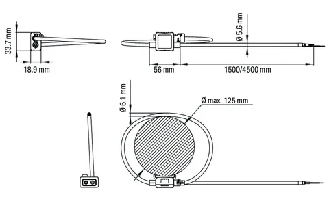 Wago 855-9150/2000-1251 Rogowski coil; RT 4000; Diameter 125 mm; 1.5 m; Bayonet connector; for cable tie — Allgemeines Zubehör