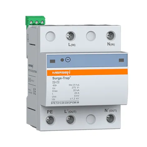 Mersen 83230403 Surge Protection Device Type 2+3, 20kA, Uc275V, EMI, 2 Poles, Monobloc, Remote — Process & Flow Control Valves