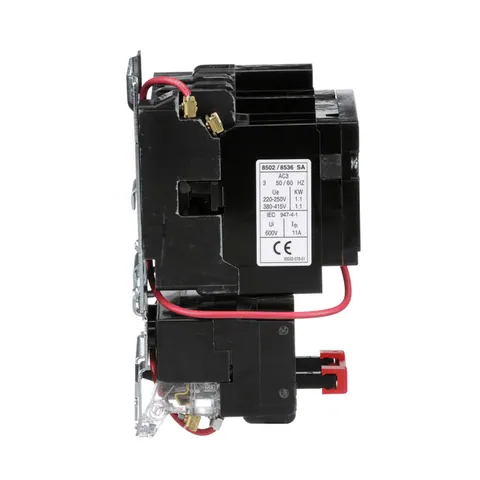 Schneider Electric 8536SAO12V01S NEMA Motor Starter, Type S, nonreversing, Size 00, 9A, 2 HP at 460 VAC, 5 kA SCCR, 3 phase, 3 pole, melting alloy, 24 VAC coil, open — General Accessories