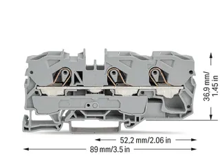 Wago 2010-1301 TOPJOB®S feedthrough terminal block; rail mount; 3-conductor; 10 mm wide; gray — Terminal Blocks