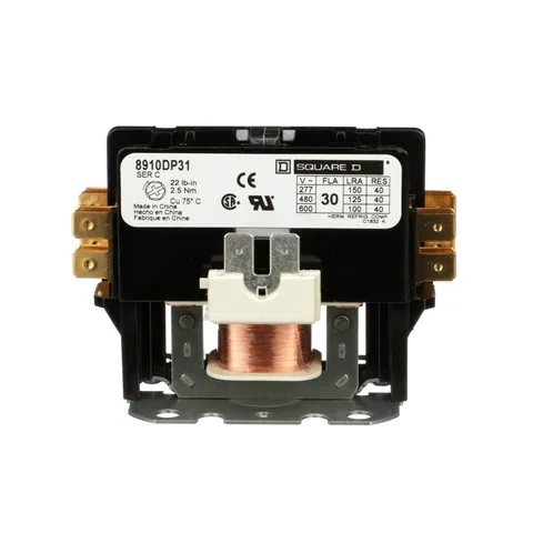 Schneider Electric 8910DP31V04 Contactor, Definite Purpose, 30A, 1 pole, 277 VAC 60 Hz coil, open — General Accessories