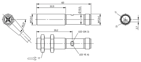 Balluff BOS01WY Cylindrical diffuse sensors with M12 thread and different light types — Allgemeines Zubehör