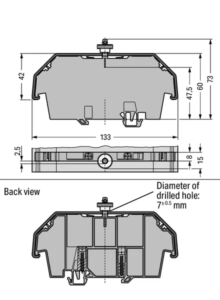 Wago 709-167 Cover carrier; Type 1; incl. fixing/retaining screws and knurled nut; suitable for 279 to 282 and 880 Series rail-mounted terminal blocks; suitable for 264 Series miniature rail-mounted terminal blocks; suitable for 270 Series sensor and actuator terminal blocks; gray — Terminal Blocks