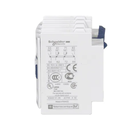 Schneider Electric LADN22 TeSys Deca, auxiliary contact block, 2 NO and 2 NC, top mount, screw clamp terminals, for LC1D09 to LC1D150 contactors — Fuentes de alimentación y controladores de potencia