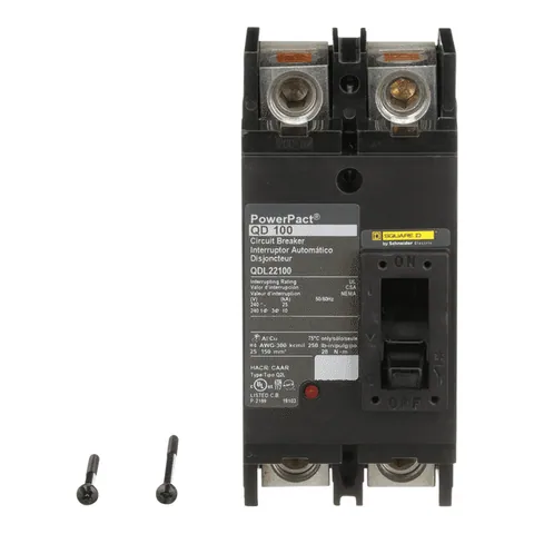 Schneider Electric QDL22100 PowerPacT Q-Frame Circuit Breaker, 100A, 2 Pole, 240VAC, 25kA Interrupting Rating — Akcesoria ogólne