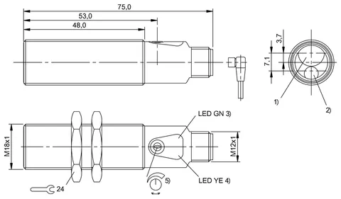 Balluff BOS01C5 Cylindrical diffuse sensors with M18 thread and different types of lig... — Optical & Photoelectric Sensors