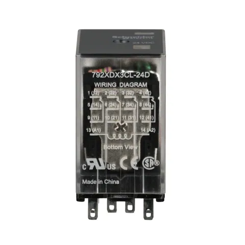 Schneider Electric 792XDX3CL-120A Power relay, SE Relays, 4PDT, 3A, 120 VAC, low level bifurcated contacts, clear cover with LED — Akcesoria ogólne