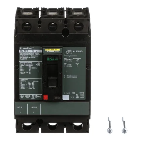 Schneider Electric HJL36080 Circuit breaker, PowerPacT H, 80A, 3 pole, 600VAC, 25kA, lugs, thermal magnetic, 80% — Accessori generali