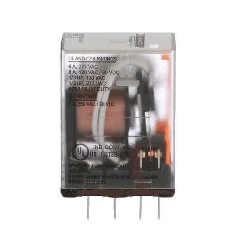 Schneider Electric 8501RSD14V53 Plug in relay, Type R, miniature, 0.5 HP at 277 VAC, 8A resistive at 120 VAC, 14 blade, 4PDT, 4 NO, 4 NC, 24 VDC coil — General Accessories