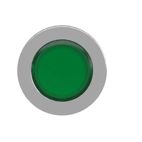 Schneider Electric ZB4FW333 Head for illuminated push button, Harmony XB4, metal, green flush, 30mm, spring return, universal LED, unmarked — Switches & Modular Apparatus