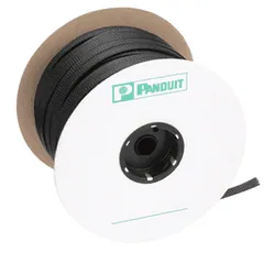 Panduit SE75P-DR0 SE75P-DR0 Braided Sleeving, Black, PET, 0.75" Nom Dia., 500', PK1 — Pipes & Hoses for Cables