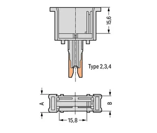 Wago 280-804 Empty component plug housing; 10 mm wide; Type 3; 4-pole; gray — Terminal Blocks