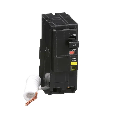 Schneider Electric QO260GFI Mini circuit breaker, QO, 60A, 2 pole, 120/240VAC, 10kA, 6mA grd fault A, pigtail, plug in mount — Accesorios generales
