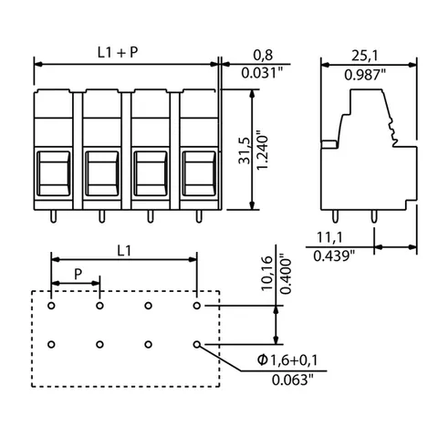 Weidmuller 2014380000 LUP 12.70/03/90 5.0SN BK BX