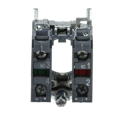 Schneider Electric ZB4BZ105 Harmony, 22mm Push Button, XB4B operators, contact block, with mounting collar, 1 NO and 1 NC, screw clamp terminal — Switches & Modular Apparatus