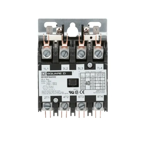 Schneider Electric 8910DPA44V02 Definite Purpose Contactor, 40A, 4-Pole, 25HP at 575VAC, 3 Phase, 110/120VAC Coil - 8910DPA44V02 — General Accessories