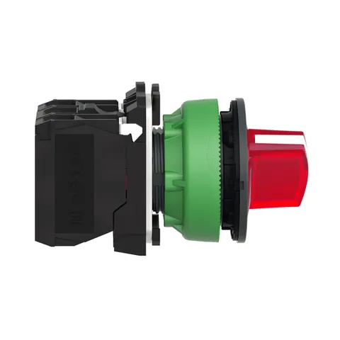 Schneider Electric XB5FK124B5 Illuminated Selector Switch, Harmony XB5, Grey Plastic, Red Handle, 30mm Universal LED — Switches & Modular Apparatus