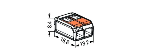 Wago 221-412 COMPACT splicing connector; 2-conductor; with operating levers; 12 AWG; transparent housing — Connectors & Plugs