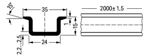 Wago 210-198 Copper carrier rail; 35 x 15 mm; 2.3 mm thick; 2 m long; unslotted; according to EN 60715; copper-colored — Terminal Blocks