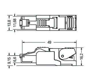 Wago 750-977/000-012 Connector ETHERNET; RJ-45; Cat. 6A; straight; Code T568B; AWG 22 — Kable i przewody przemysłowe