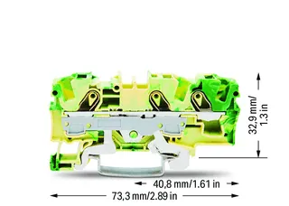 Wago 2006-1307 TOPJOB®S feedthrough terminal block; rail mount; 3-conductor; 7.5 mm wide; green-yellow — Terminal Blocks