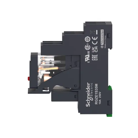 Schneider Electric RXG21P7PV interface plug-in relay, 5A, 2CO, with LED, pre-assembled, lockable test button, 230V AC — Contactors & Relays