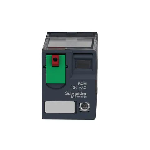 Schneider Electric RXM2AB2F7 miniature plug-in relay, 12A, 2 C/O, with LED and lockable test button, 120V AC — Contactors & Relays
