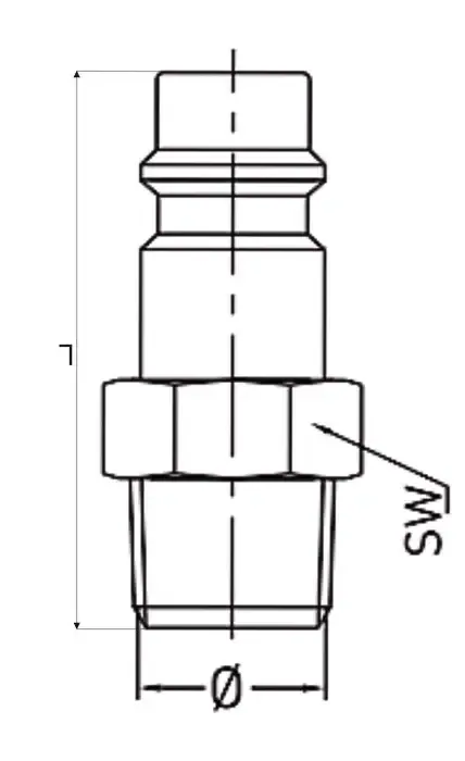 PNEUMAT SYSTEM 243.50-B Quick Connector NW7.2 Double-Sided, G1/4z, M0 243.50-B — Couplings & Fittings