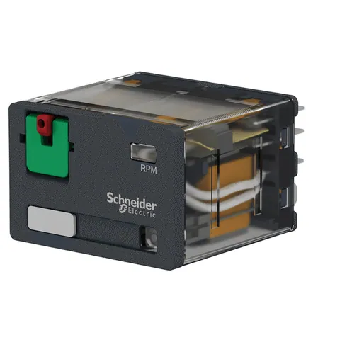 Schneider Electric RPM42B7 Harmony RPM Power Plug-in Relay, 15A, 4CO, with LED, Lockable Test Button — Styczniki i przekaźniki
