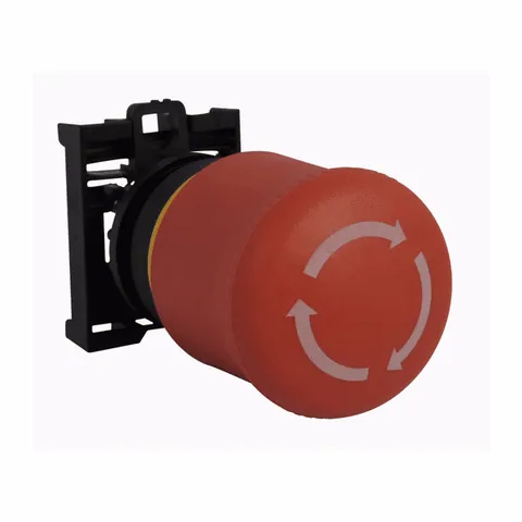 Eaton M22-PVT M22 Modular Twist-to-Release Emergency Stop Operator, 22.5 mm, 35 mm Pushbutton, Twist-to-Release, Button: Red, IP67, IP69K, NEMA 4X, 13, 100,000 Operations, Non-illuminated — Switches & Modular Apparatus