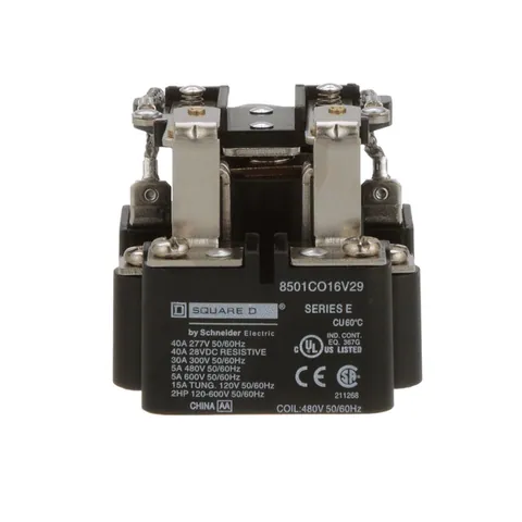 Schneider Electric 8501CO16V29 Power Relay Type C 2 hp 30A resistive at 300VAC DPDT 2NO 2NC 480VAC coil — Control e HMI