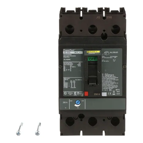 Schneider Electric JGL36250C Circuit breaker, PowerPacT J, 250A, 3 pole, 600VAC, 18kA, lugs, thermal magnetic, 100% — Accessori generali