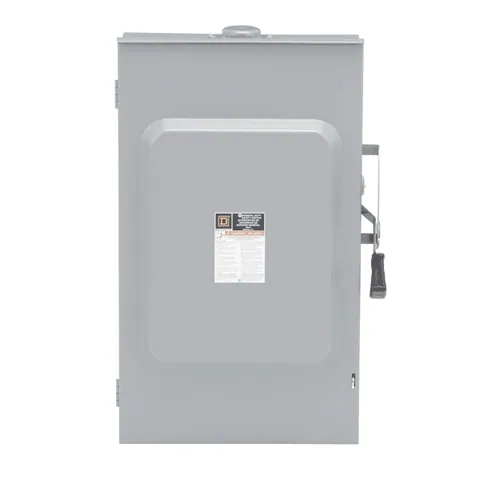 Schneider Electric D324NRB Safety switch, general duty, fusible, 200A, 3 pole, 60hp, 240VAC, NEMA 3R, 4 wire, 1 neutral, bolt on hub provision — General Accessories