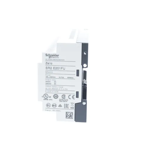 Schneider Electric SR2E201FU compact smart relay, Zelio Logic SR2 SR3, 20 IO, 100 to 240V AC, clock, no display