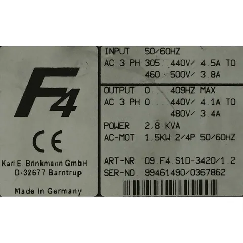 Keb 09.F4.S1D-3420/1.2 Industrial Frequency Converter — Variadores y convertidores de frecuencia