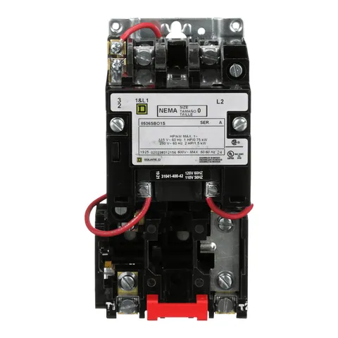 Schneider Electric 8536SBO1V02S NEMA motor starter, Type S, nonreversing, Size 0, 18A, 2HP at 230VAC, 5kA SCCR, 1 phase, 2 pole, melting alloy, 120VAC coil, open — General Accessories