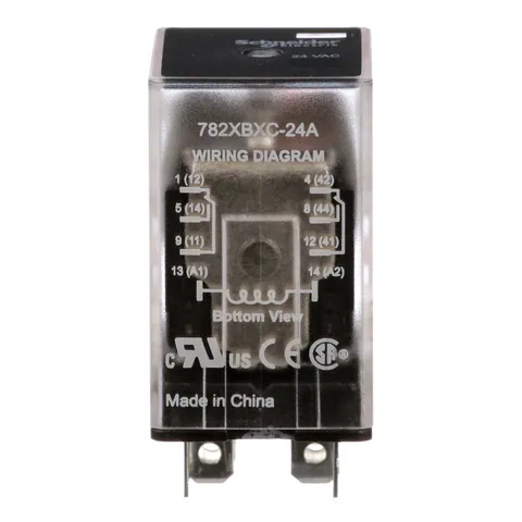 Schneider Electric 782XBXC-24A Power relay, SE Relays, 15A, DPDT, 24 VAC, clear cover — Akcesoria ogólne