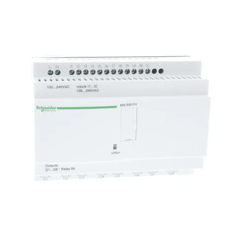 Schneider Electric SR2E201FU compact smart relay, Zelio Logic SR2 SR3, 20 IO, 100 to 240V AC, clock, no display